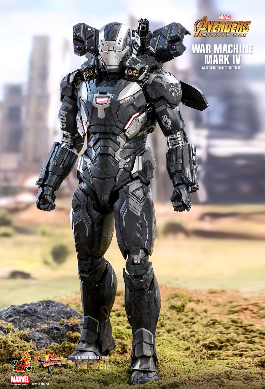 In Avengers Infinity War for a brief second War Machine in his Mark 4 armor  used retractable chest mounted missile pods. This were either missed or  omitted by hottoys on the War
