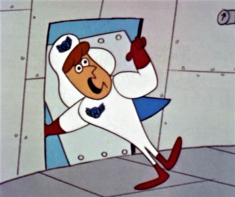 Underrated 60s Cartoon - Roger Ramjet cartoon superhero mid-flight