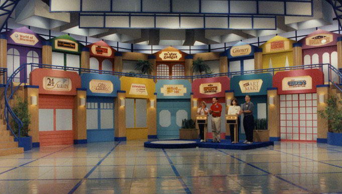 Contestants racing through 90s mall-themed game show Shop Til You Drop