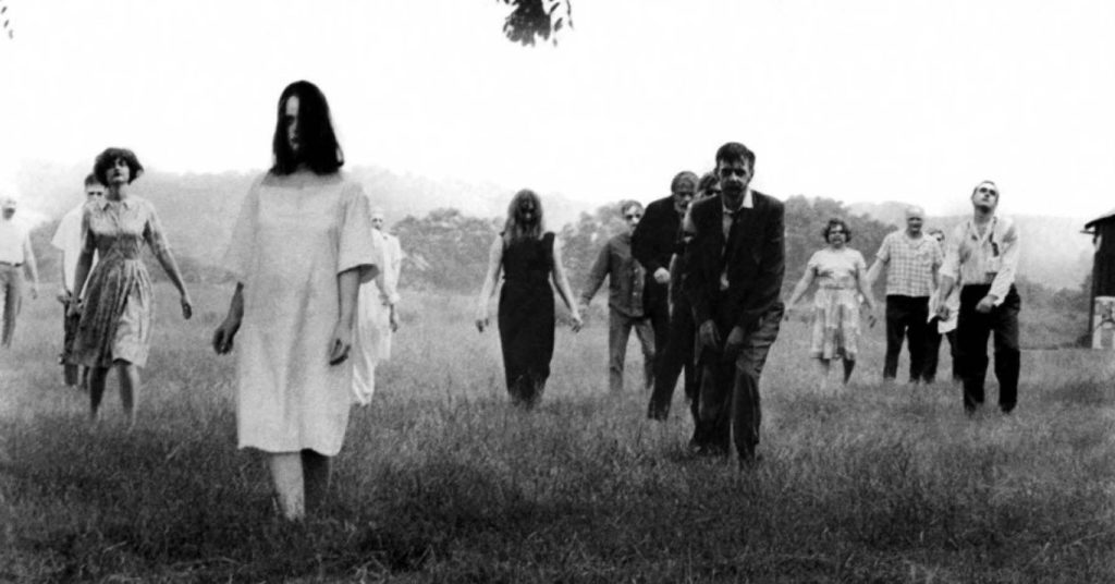 Cult classic 60s horror - Night of the Living Dead zombies walking