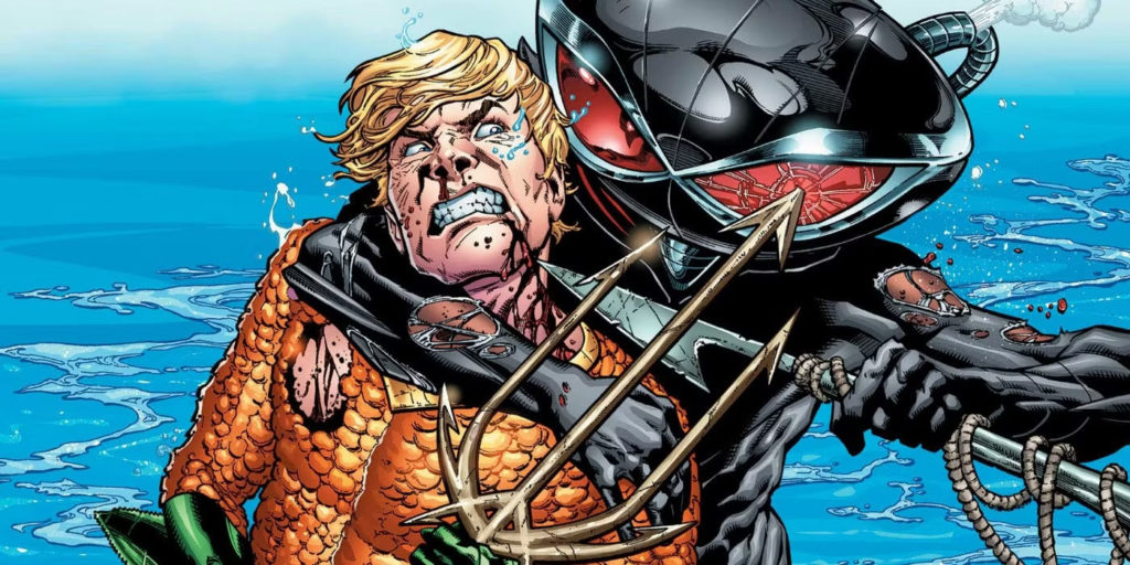 Aquaman battles Black Manta in DC Comics artwork