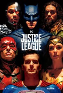 Justice League movie poster with the DC heroes together
