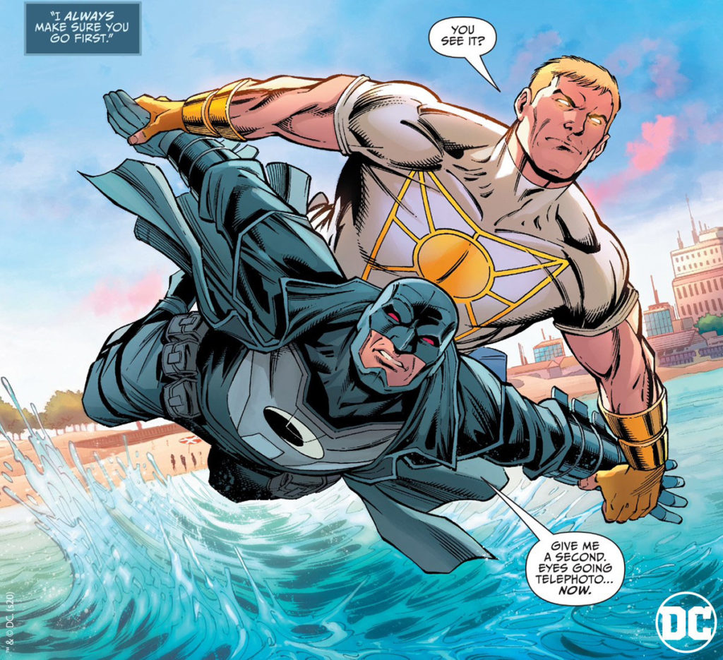 Midnighter and Apollo standing together in DC Comics artwork