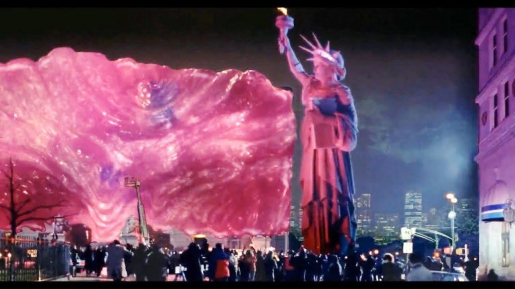 Statue of Liberty walking through Manhattan in Ghostbusters II