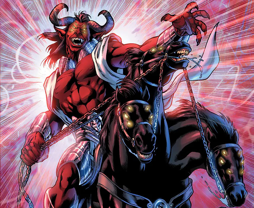 Teen Titans Villains Explained - Trigon riding a multi-headed horse