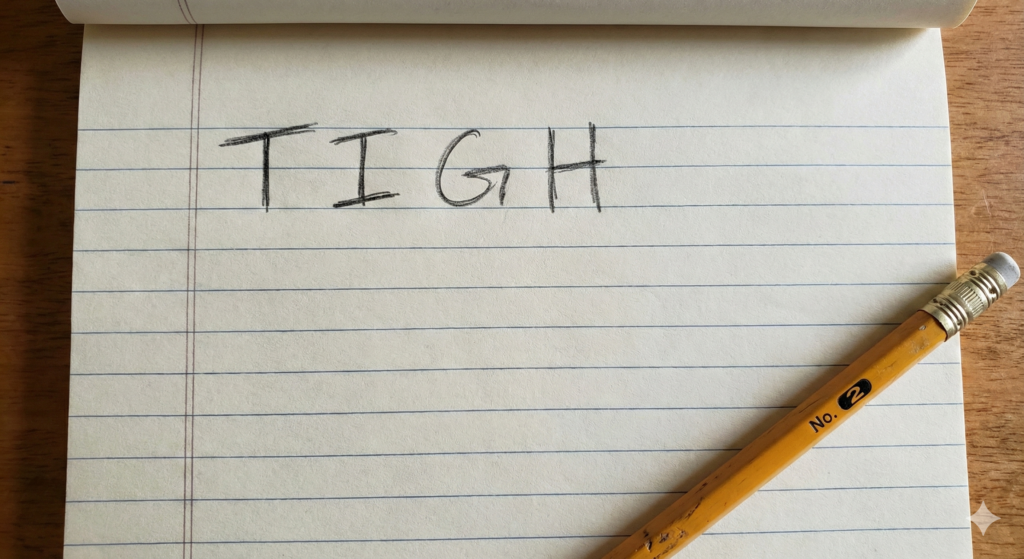 How to Play Ghost - A notepad showing a word being spelled out during a game of Ghost