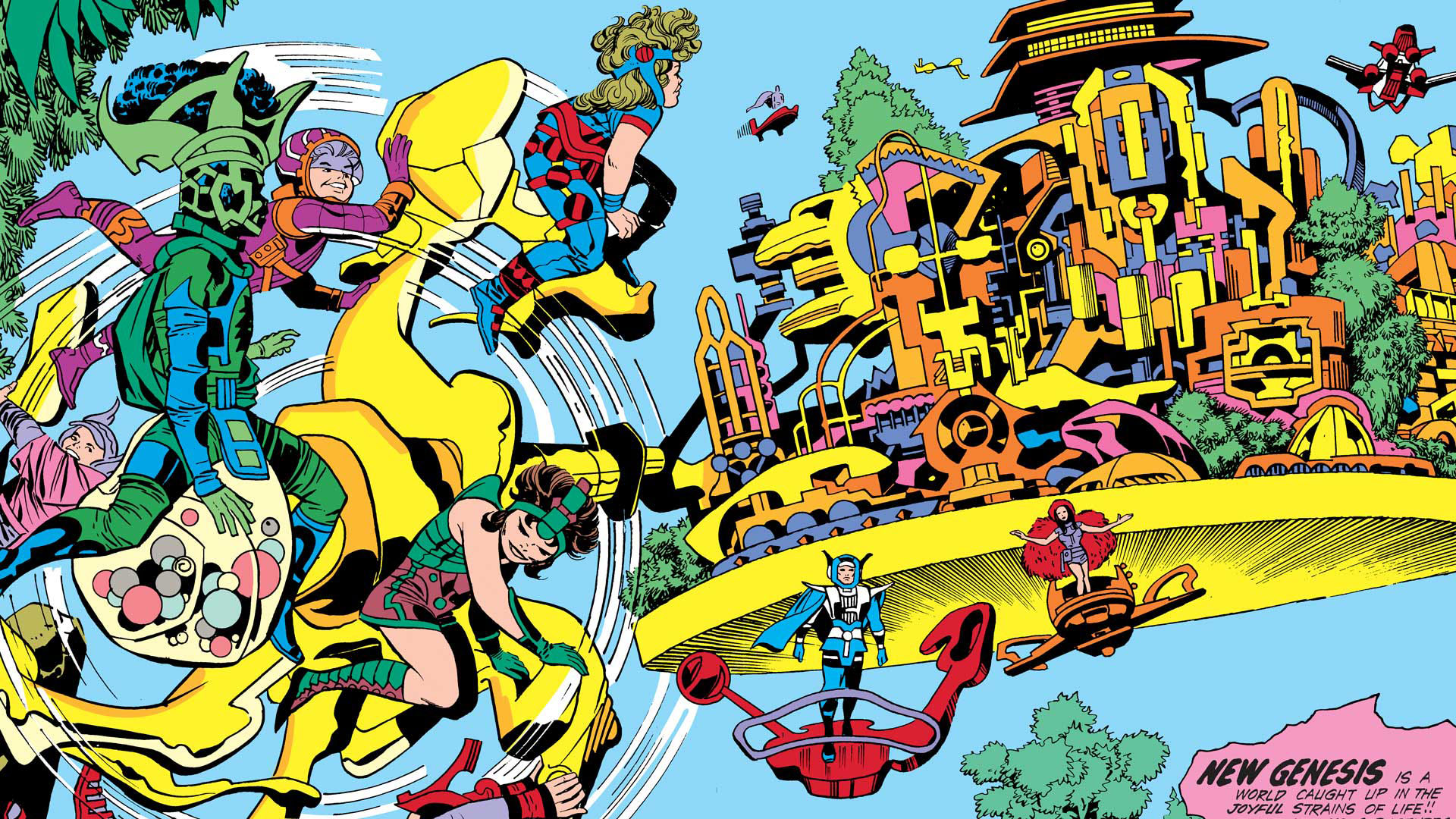New Genesis, the home world of the New Gods, shown in DC Comics artwork