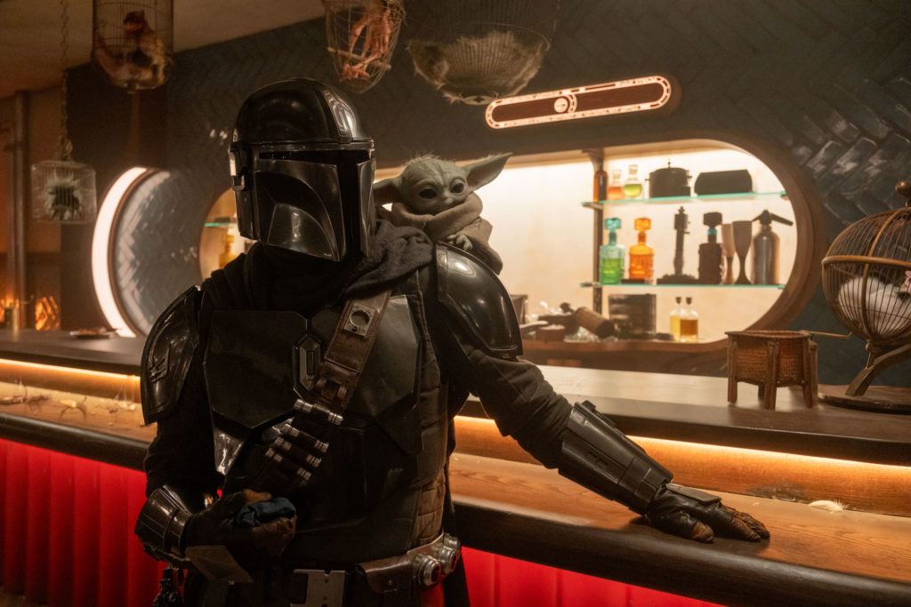 The Mandalorian and Grogu in a bar in the upcoming Star Wars Film