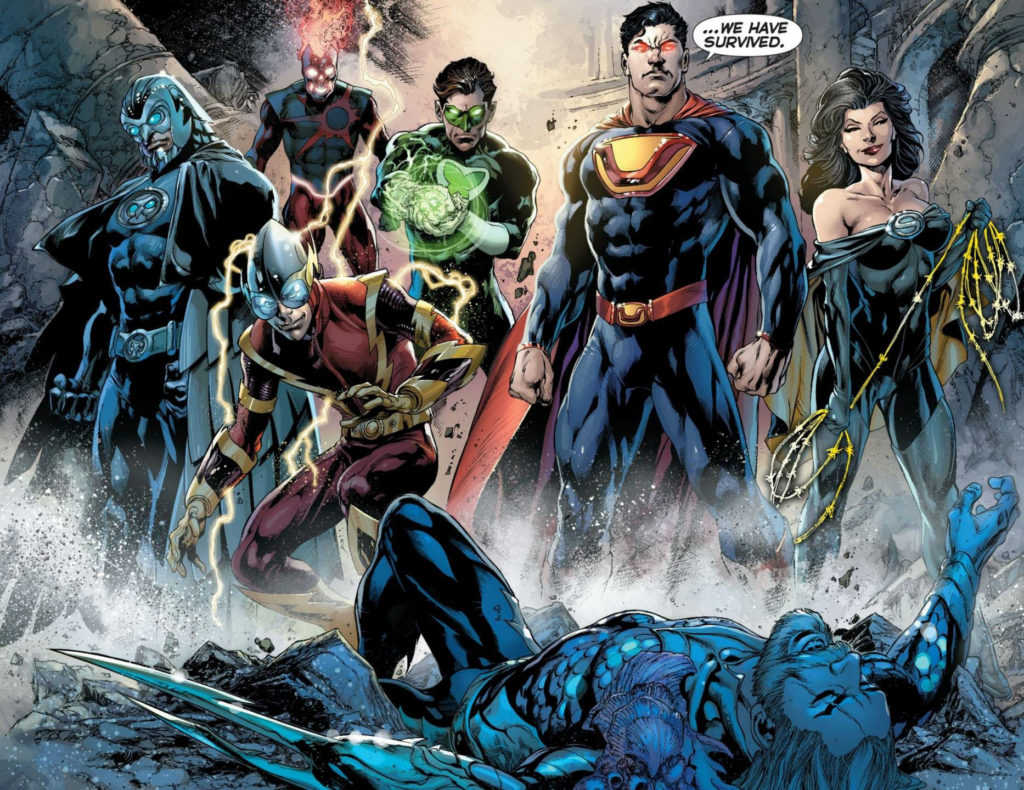 Ultraman, Owlman, Superwoman, Johnny Quick, and Power Ring in DC Comics artwork