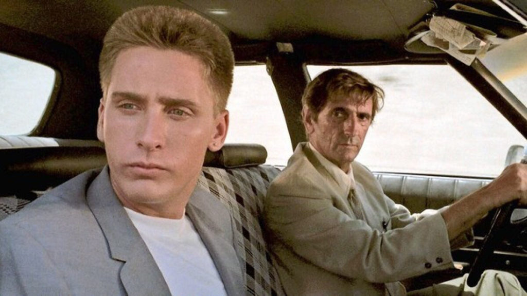 Emilio Estevez and Harry Dean Stanton in a scene from Repo Man 1984.jpg