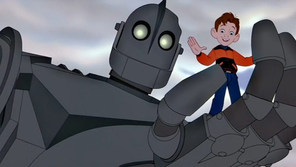 The Iron Giant towering over Hogarth in The Iron Giant
