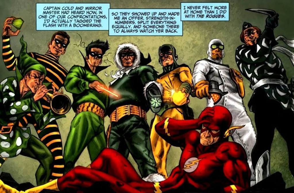 Who Are the Rogues - The Flash’s Villain Team - The Rogues assembled together in classic Flash comics artwork