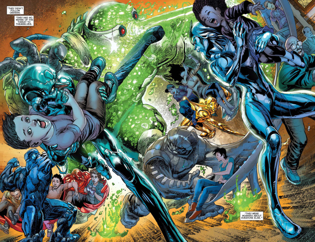 Who Are the Metal Men DC’s Robot Heroes - Metal Men rescuing people