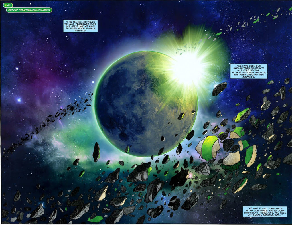 What is oa - he planet Oa, headquarters of the Green Lantern Corps, in DC Comics artwork