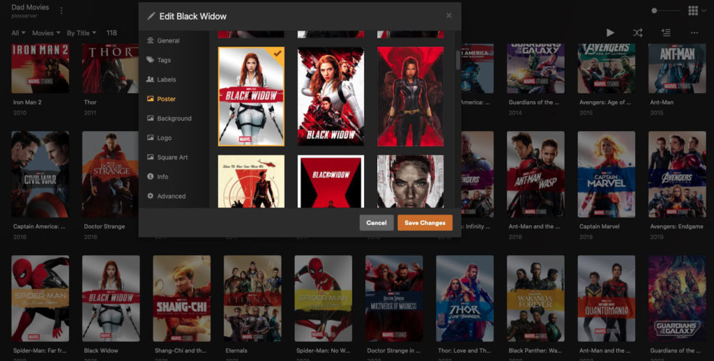 Best Plex Settings for a Home Media Library - A movie entry in Plex displaying custom posters and metadata editing options