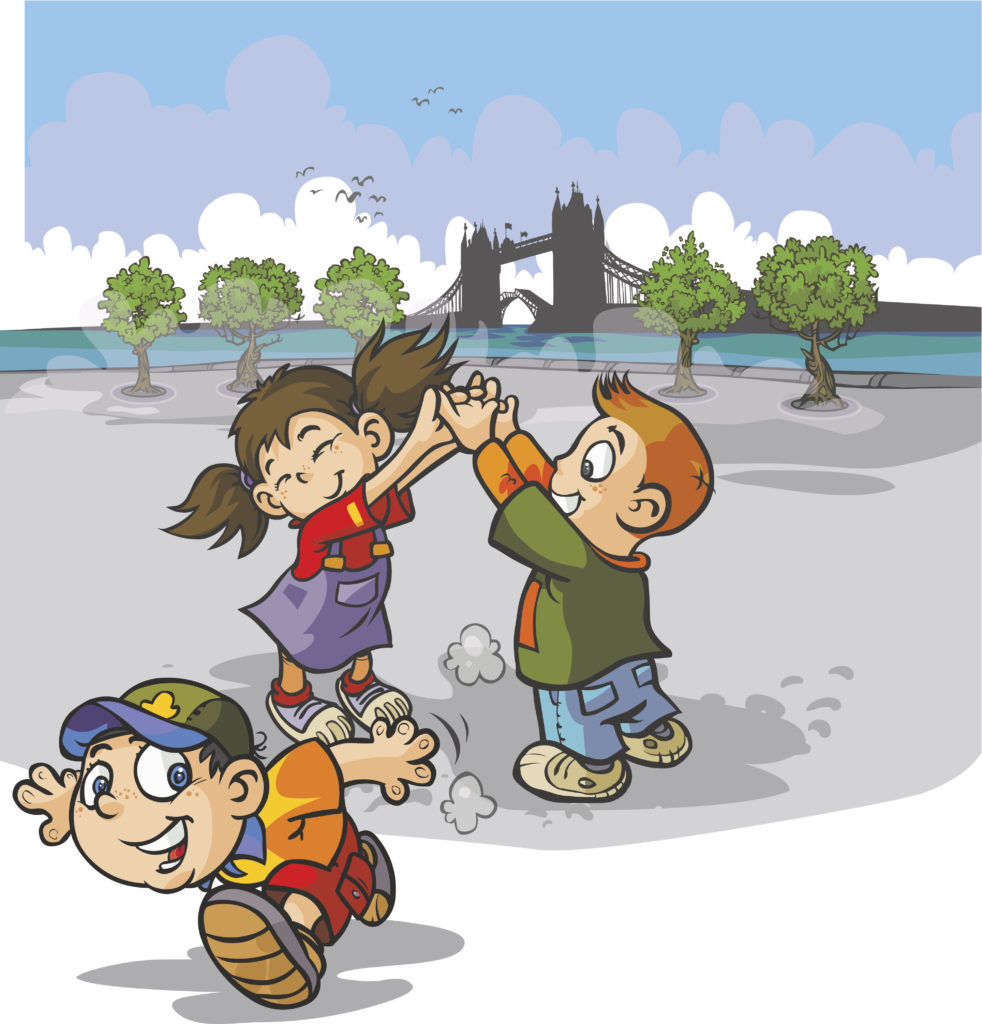 How to Play London Bridge - Drawing of kids playing London Bridge